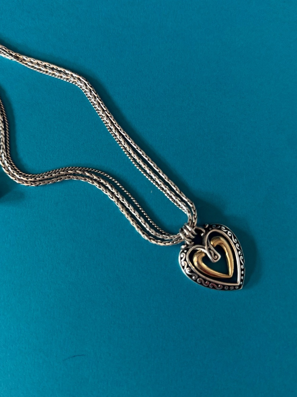 Two-Tone Heart Pendant Necklace by Brighton - Silver and Gold